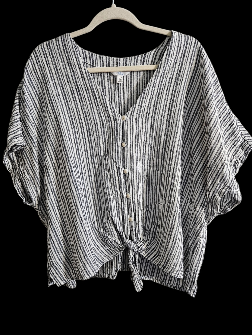 Time And Tru Linen Blend Button Up Tie Bottom Shirt. XXXL (22)